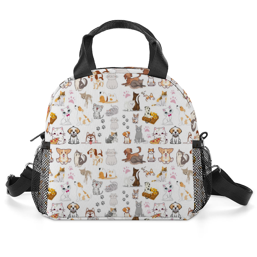 Cats & Dogs Insulated Lunch Bag with Handles & Shoulder Strap