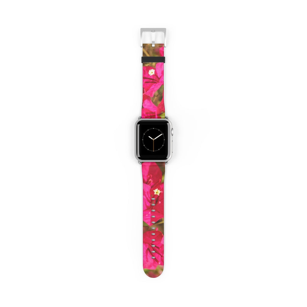 Crimson Bougainvillea Apple iWatch Replacement Strap Vegan Leather (FWS)