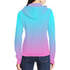 Ombre Aqua Pink Women's Full Zip Hoodie