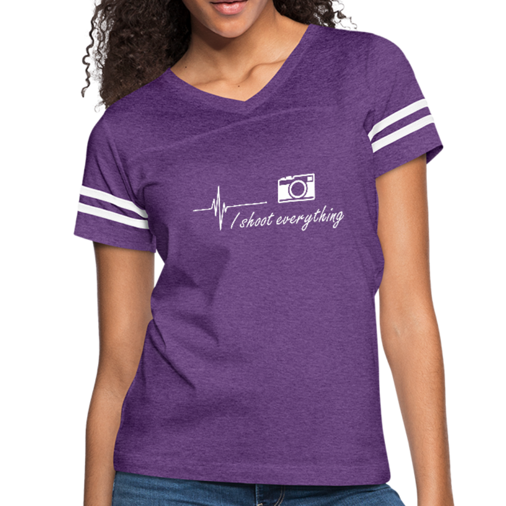 I Shoot Everything Vintage Womens Tshirt - vintage purple/white