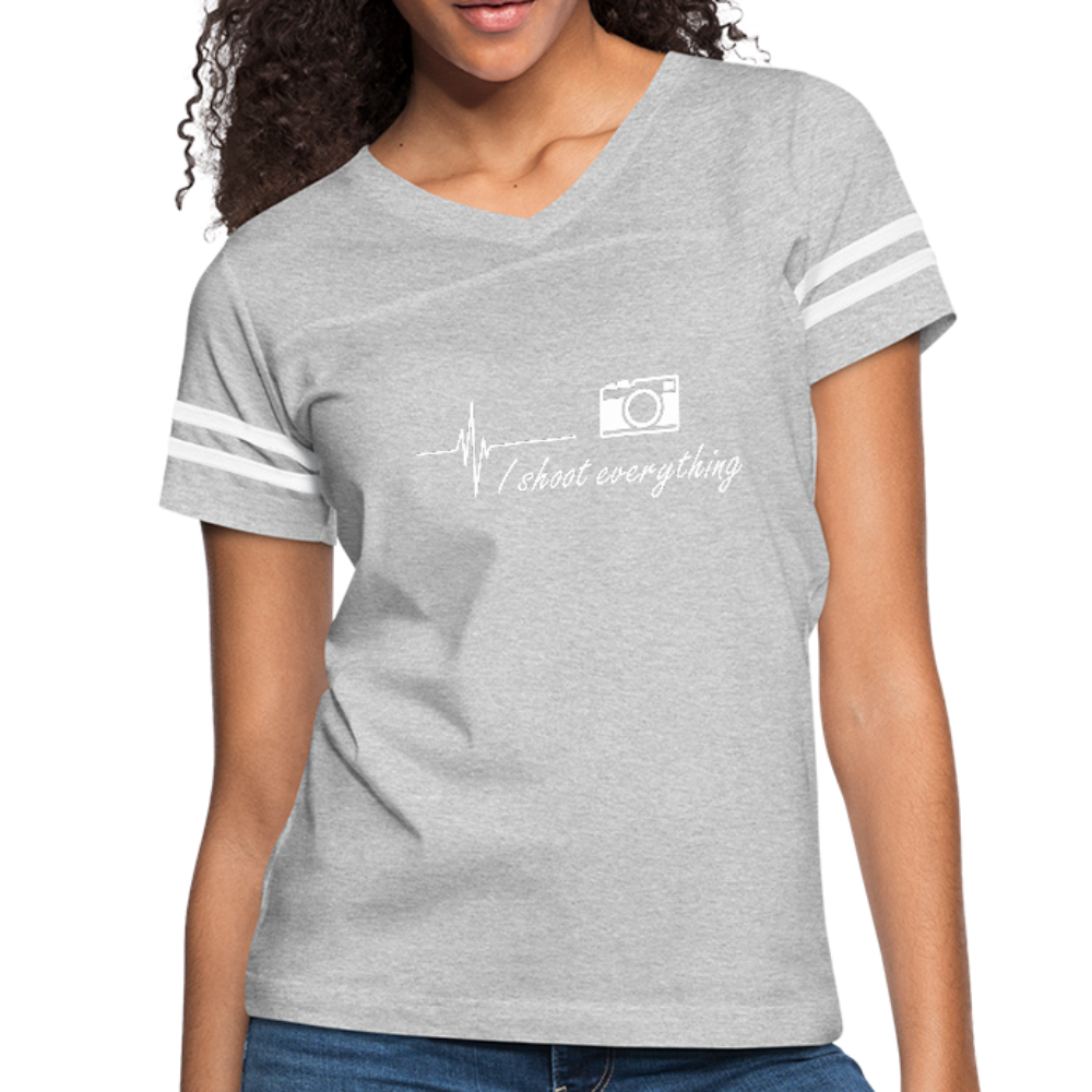 I Shoot Everything Vintage Womens Tshirt - heather gray/white