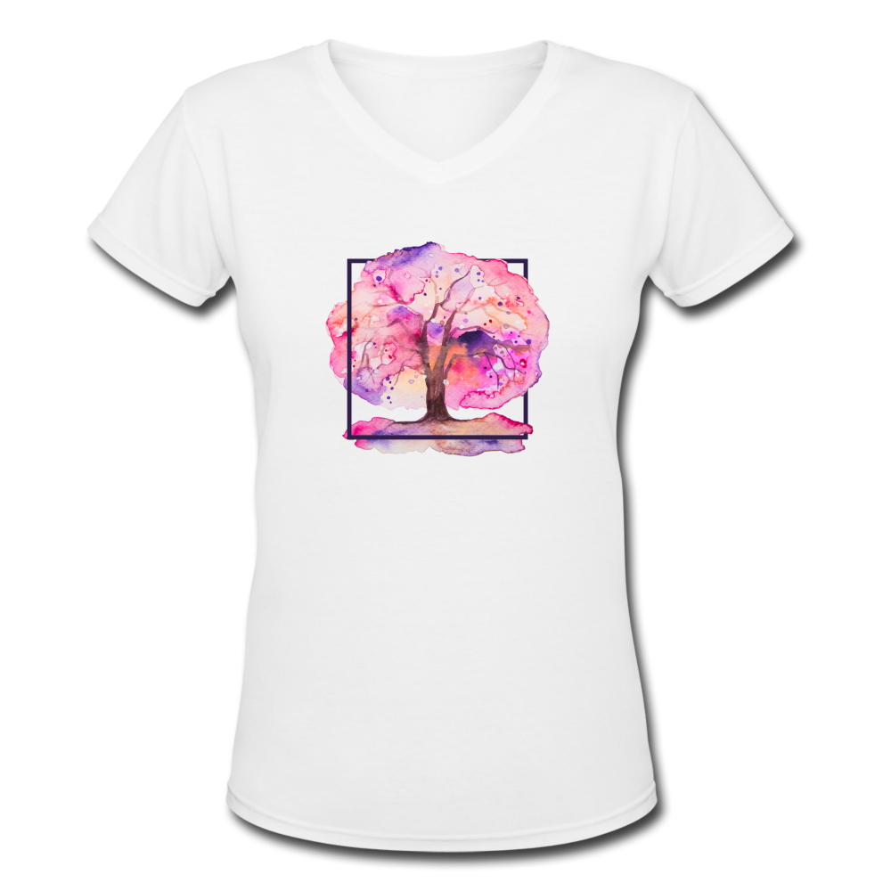 Colourful Tree Women's V-Neck T-Shirt - white
