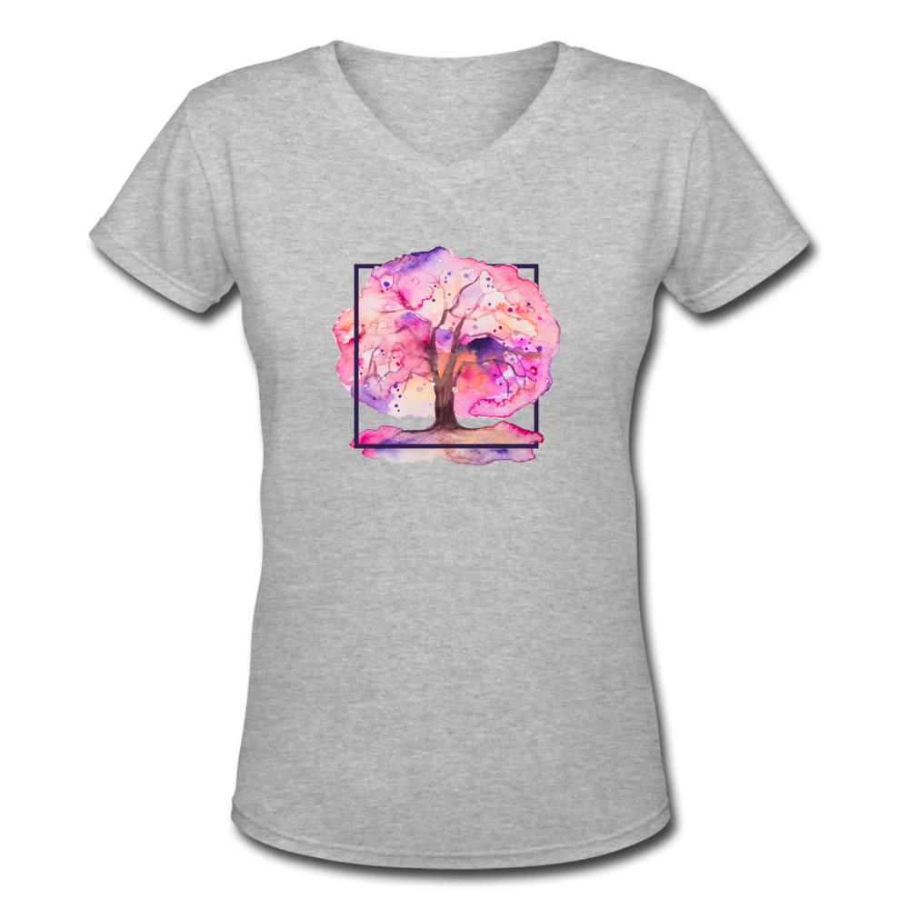 Colourful Tree Women's V-Neck T-Shirt - gray