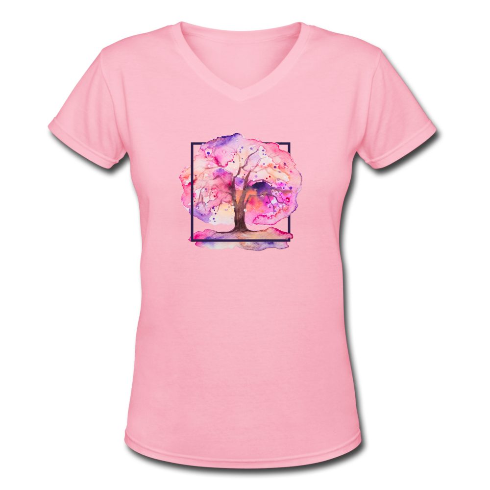 Colourful Tree Women's V-Neck T-Shirt - pink