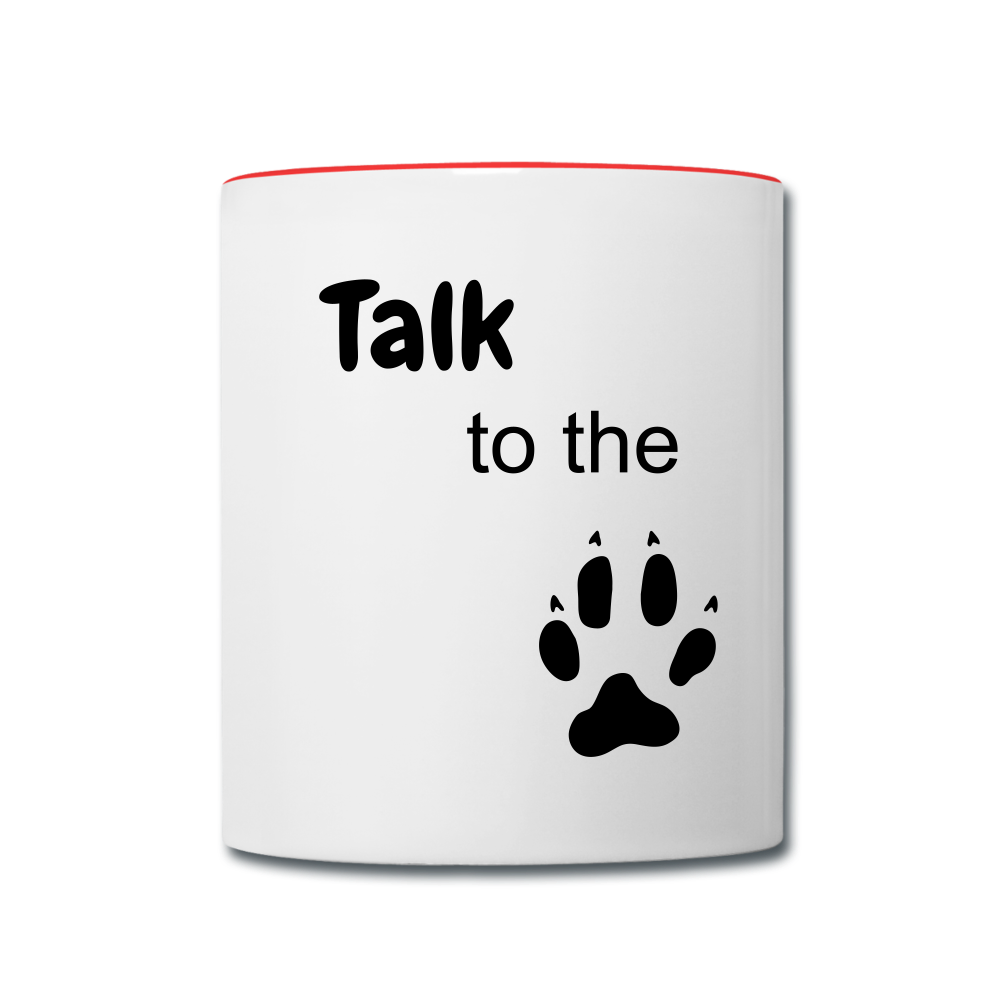 Talk to the Paw Contrast Coffee Mug - white/red