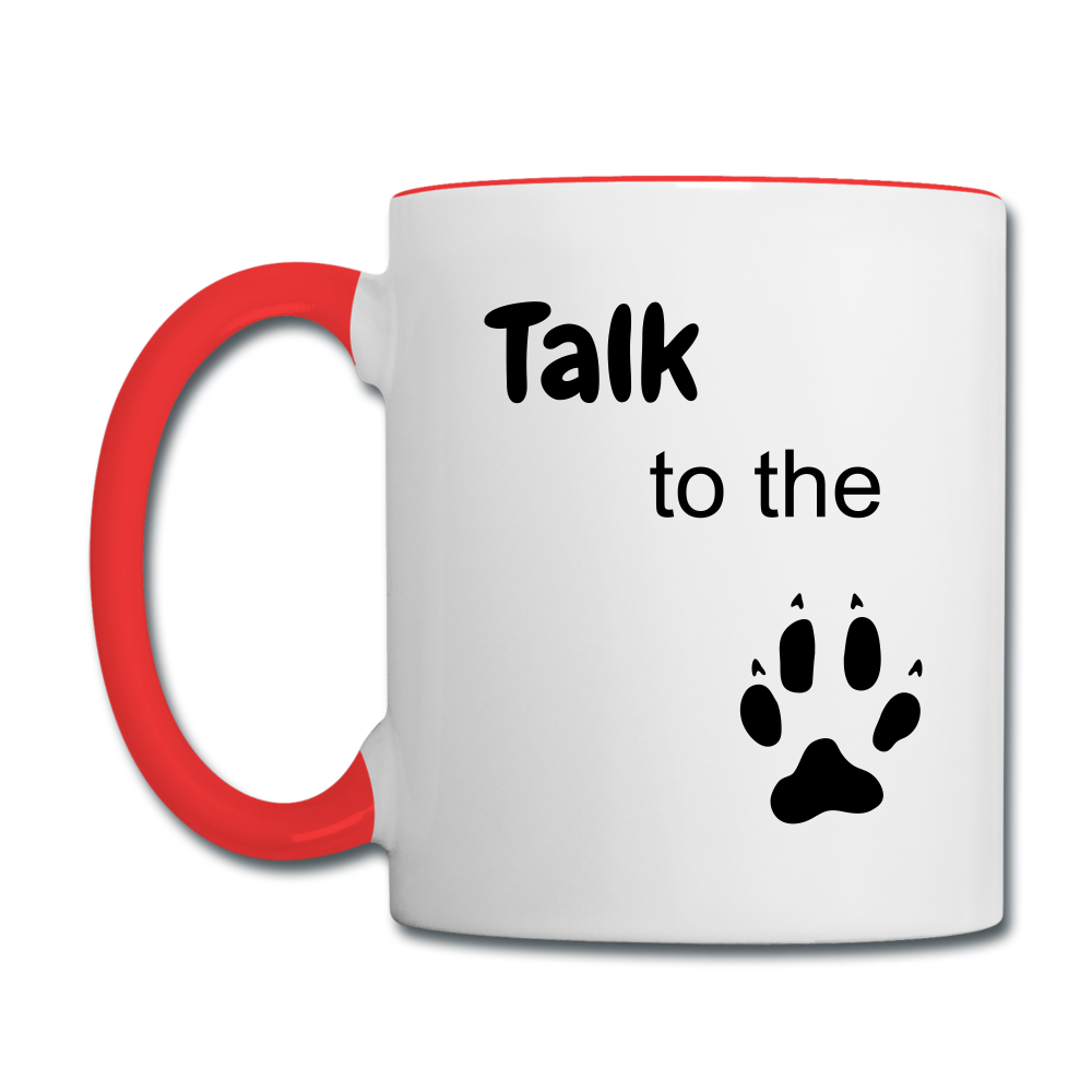 Talk to the Paw Contrast Coffee Mug - white/red