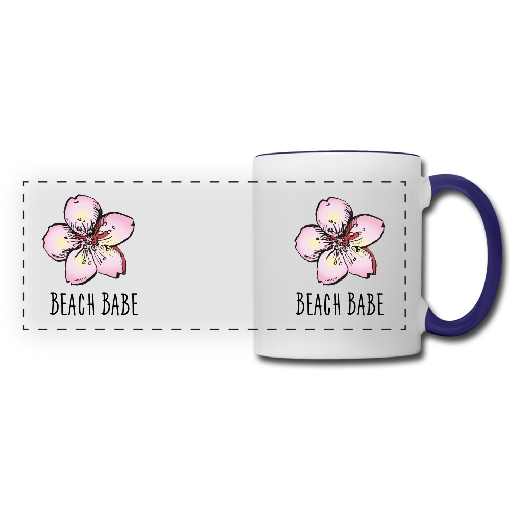 Beach Babe Pink Handle Mug - white/cobalt blue