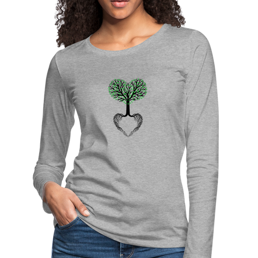 Heart Tree Women's Long Sleeve T-Shirt - heather gray