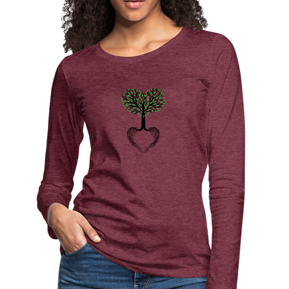 Heart Tree Women's Long Sleeve T-Shirt - heather burgundy