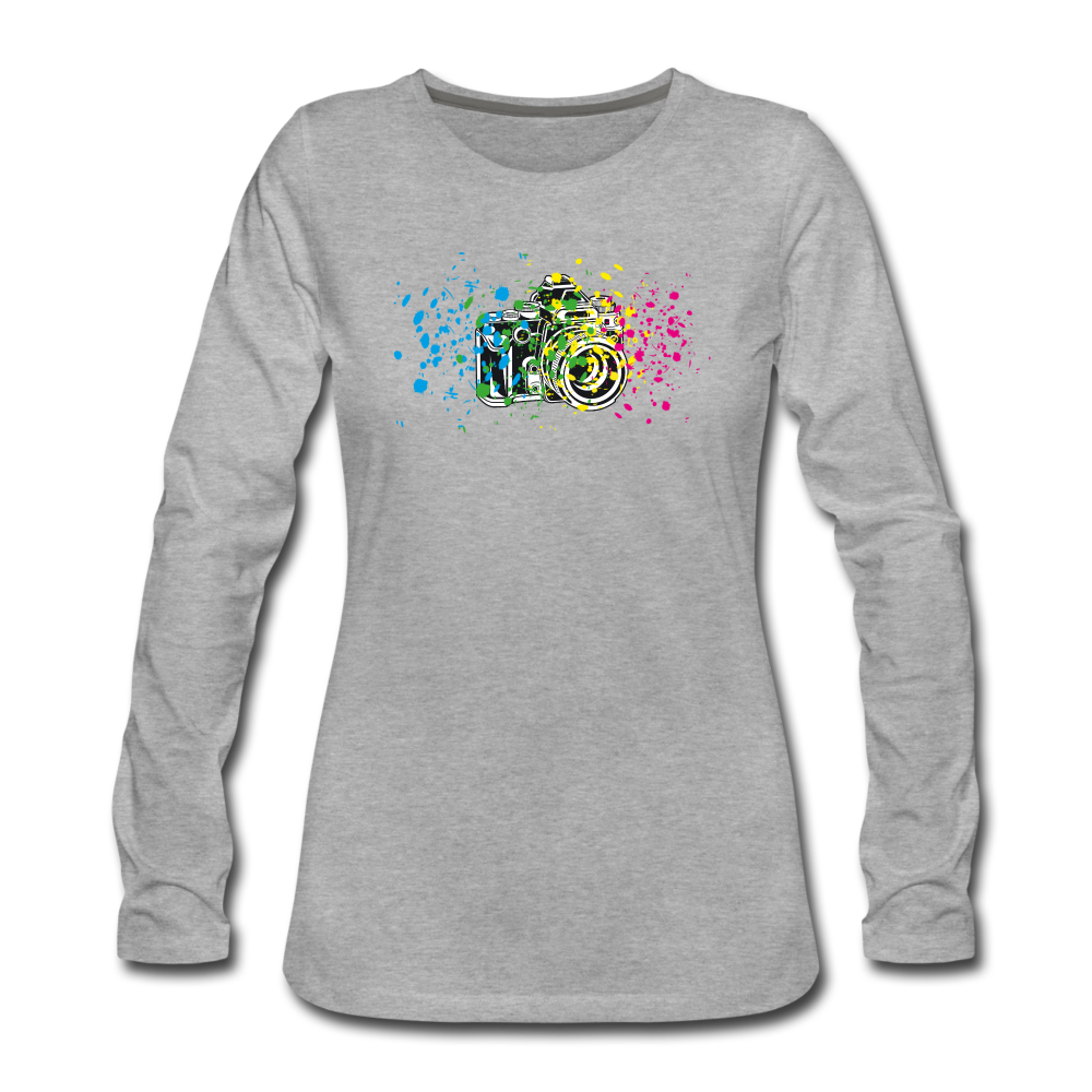 Camera Colour Splash Women's Long Sleeve T-Shirt - heather gray