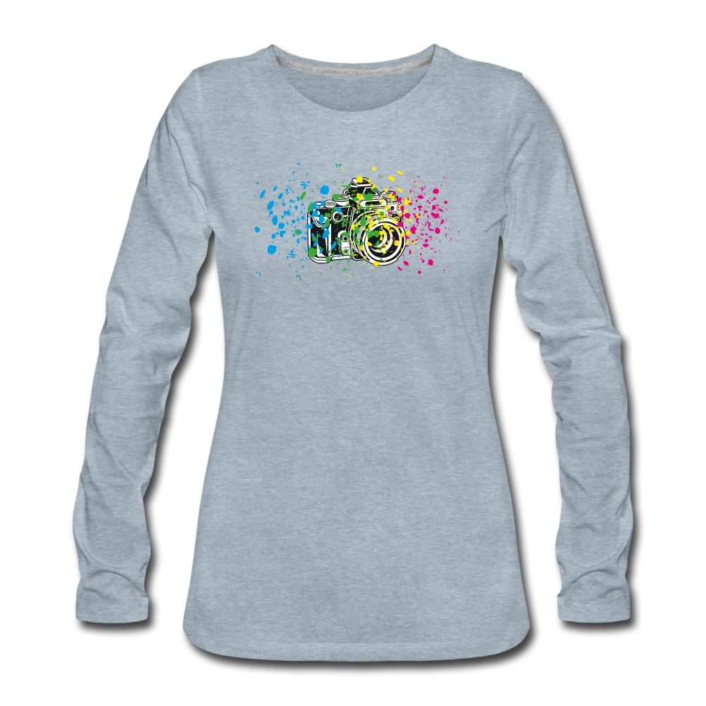 Camera Colour Splash Women's Long Sleeve T-Shirt - heather ice blue