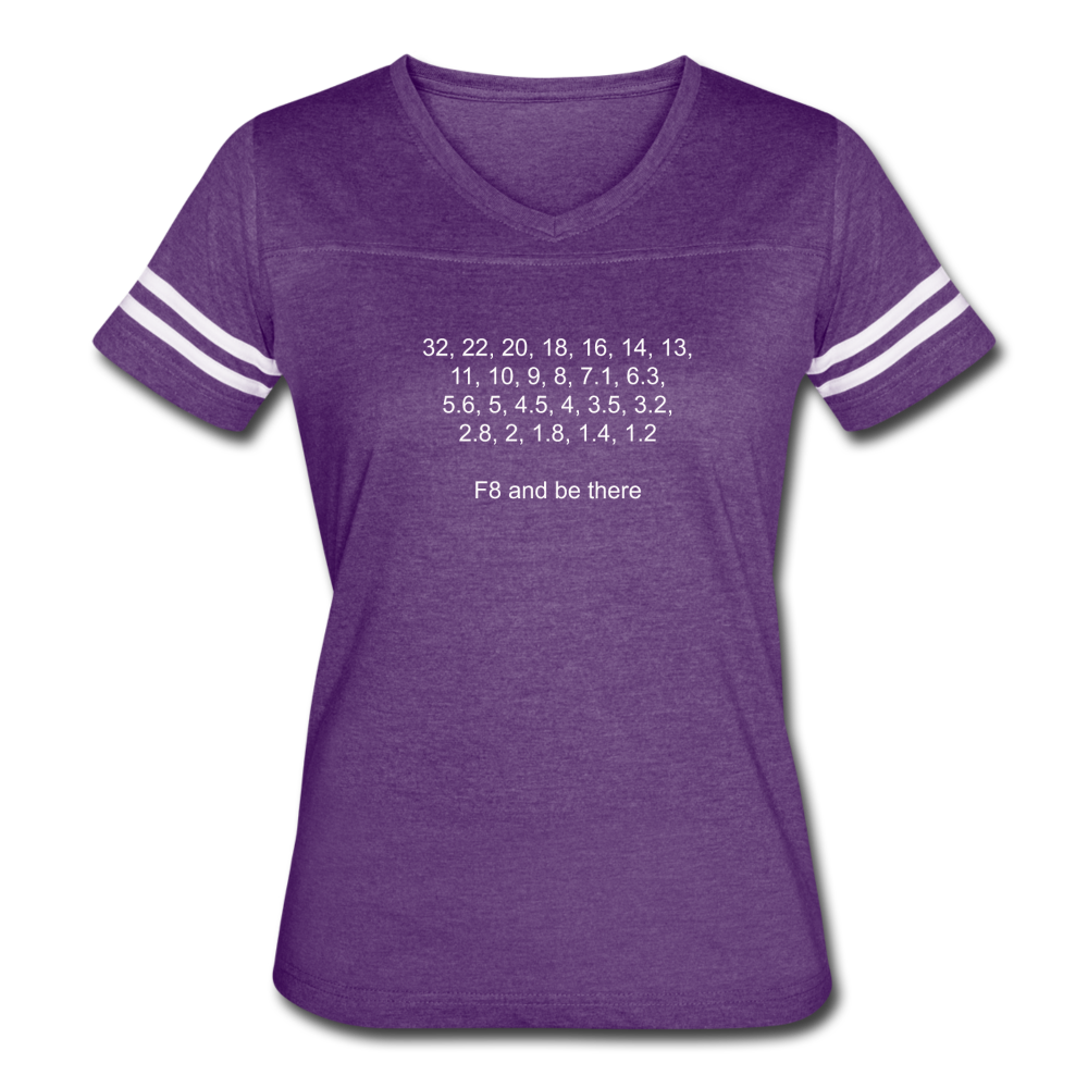 Aperture Values Black Womens Tshirt - vintage purple/white