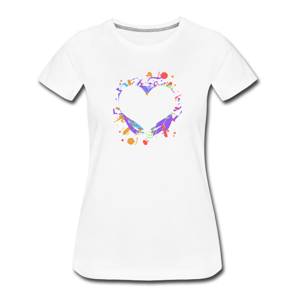 Heart Splatter Women’s Premium T-Shirt - white