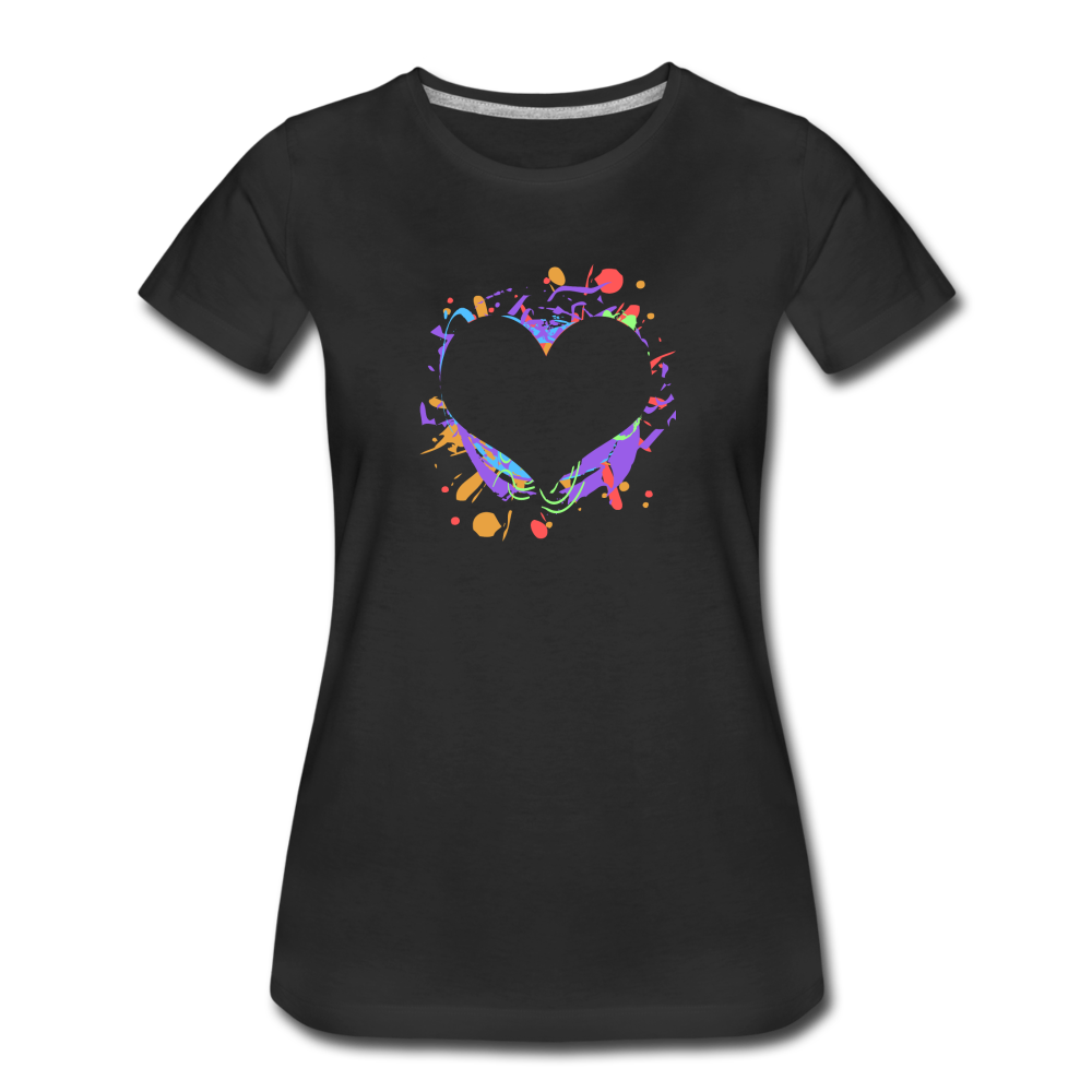 Heart Splatter Women’s Premium T-Shirt - black