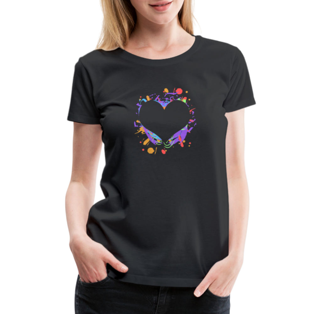 Heart Splatter Women’s Premium T-Shirt - black