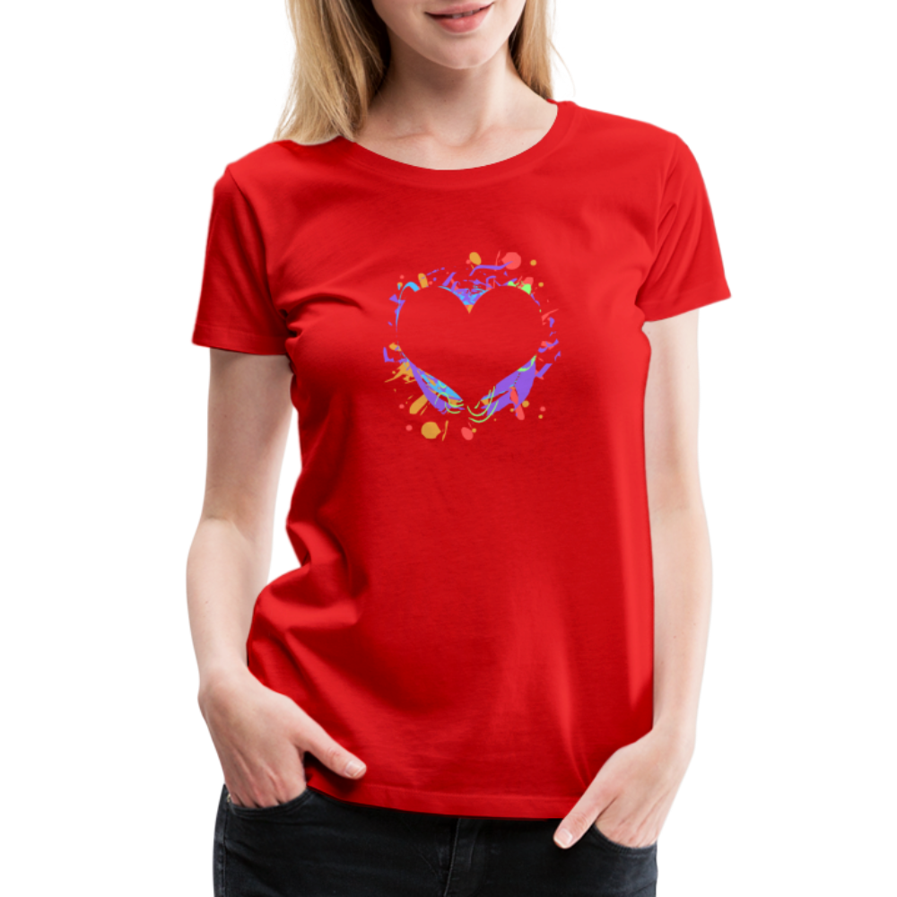 Heart Splatter Women’s Premium T-Shirt - red