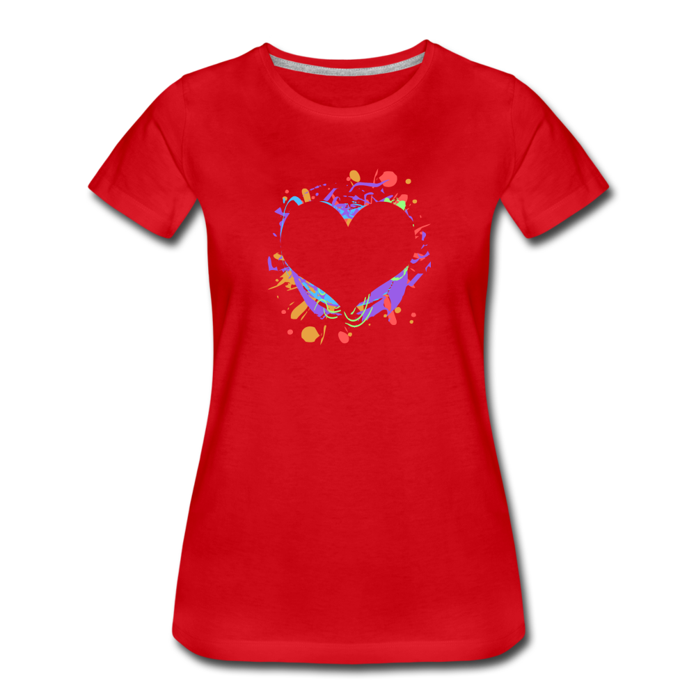 Heart Splatter Women’s Premium T-Shirt - red