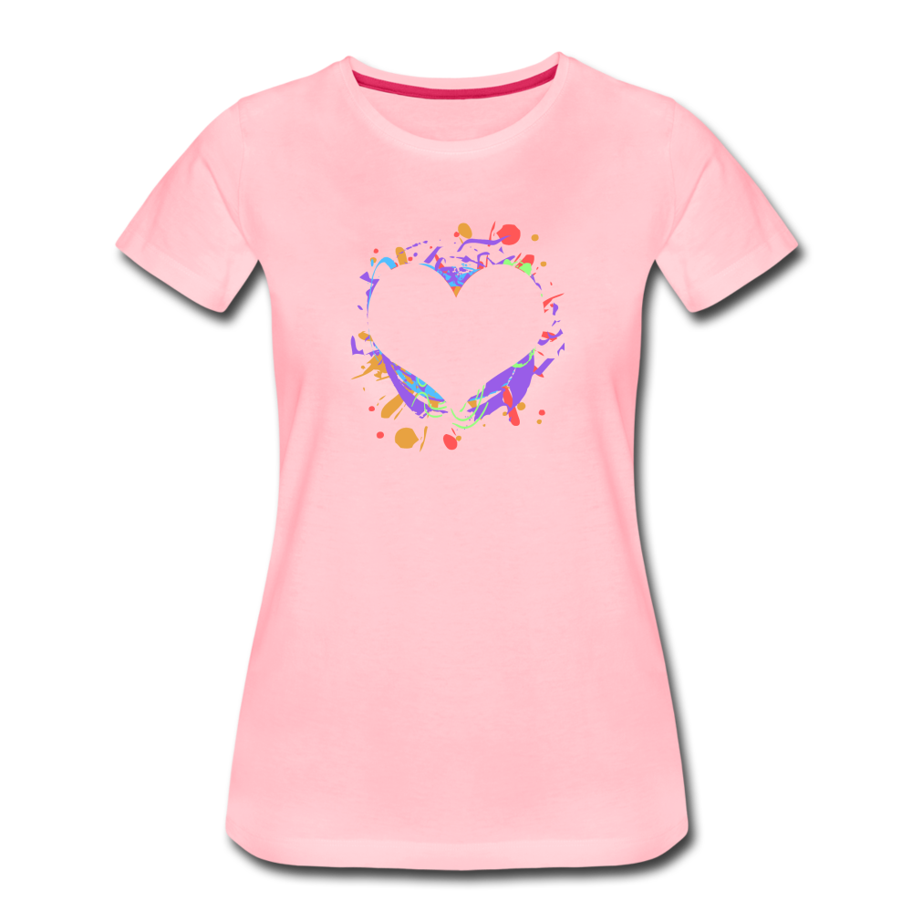 Heart Splatter Women’s Premium T-Shirt - pink