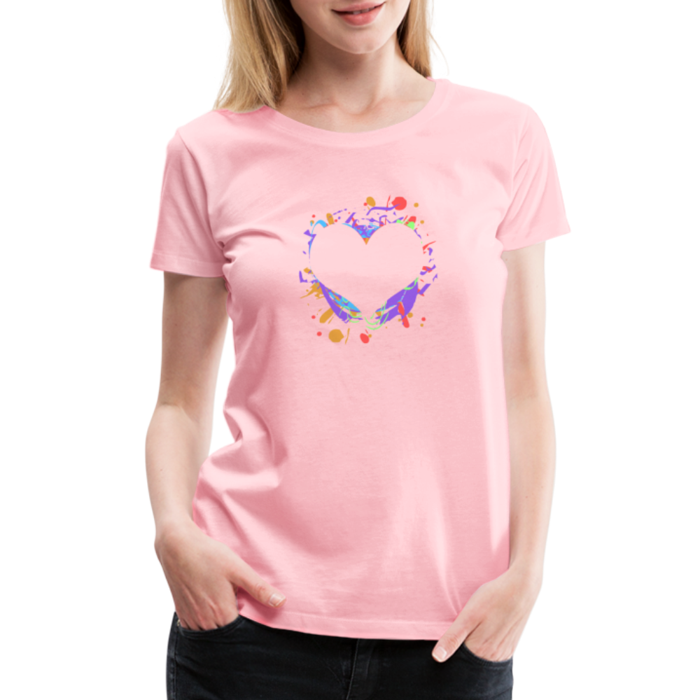 Heart Splatter Women’s Premium T-Shirt - pink