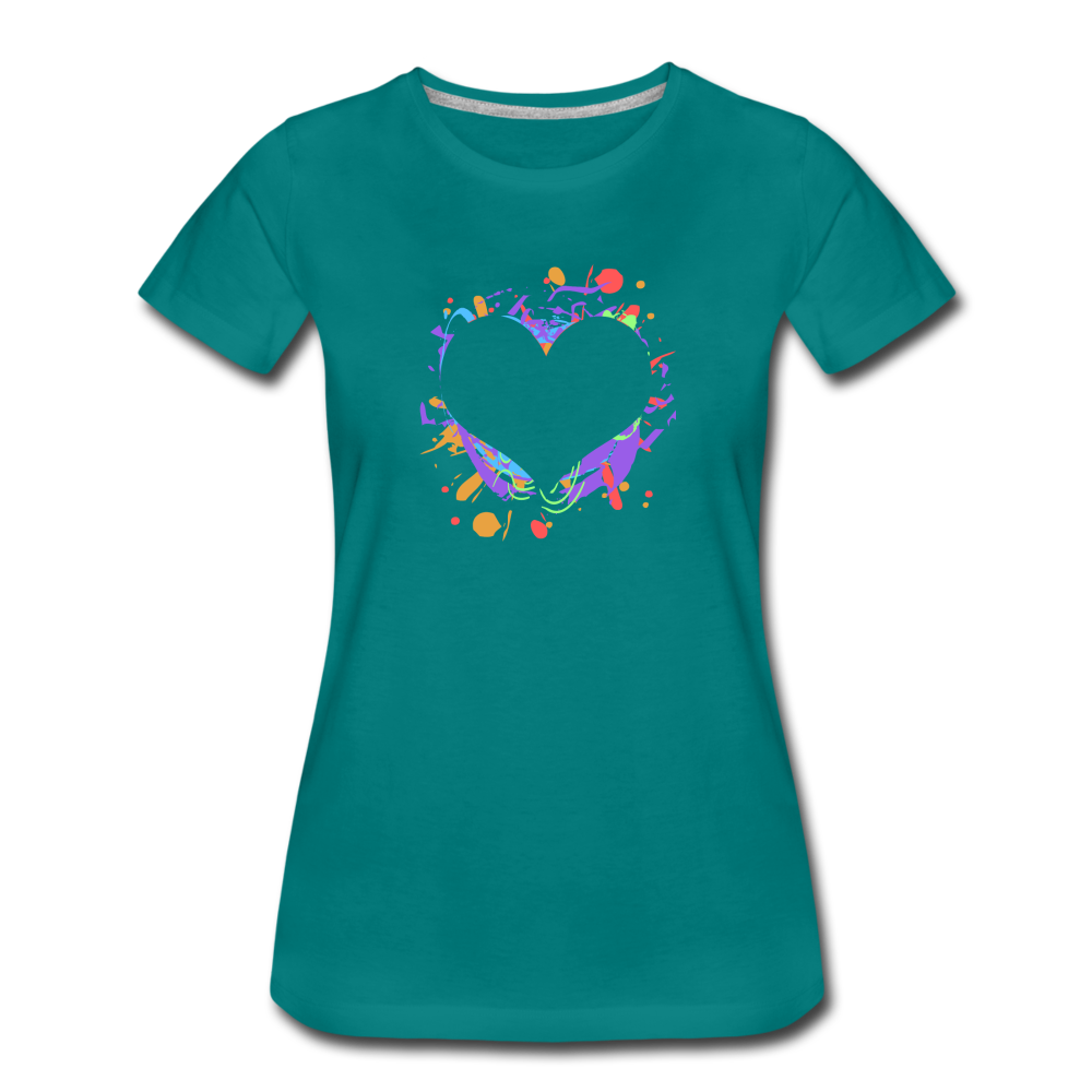 Heart Splatter Women’s Premium T-Shirt - teal