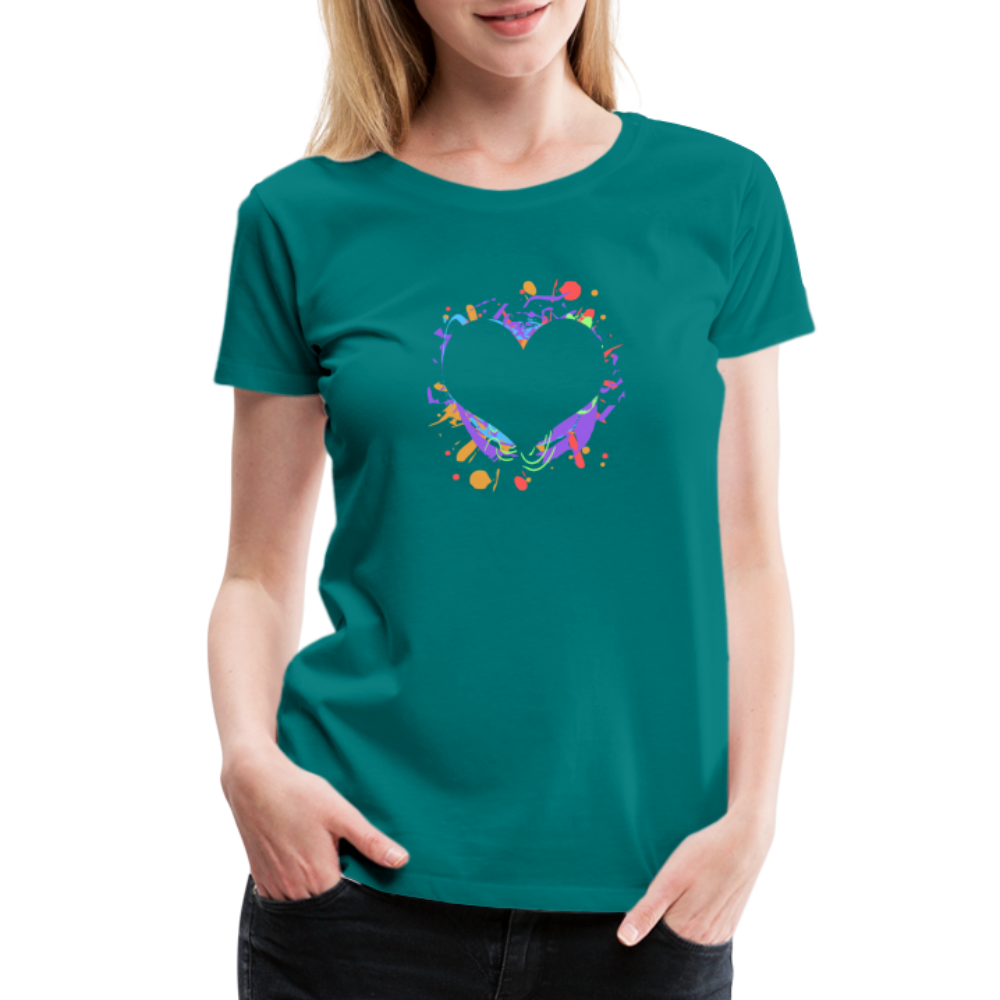 Heart Splatter Women’s Premium T-Shirt - teal