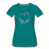 Heart Splatter Women’s Premium T-Shirt - teal