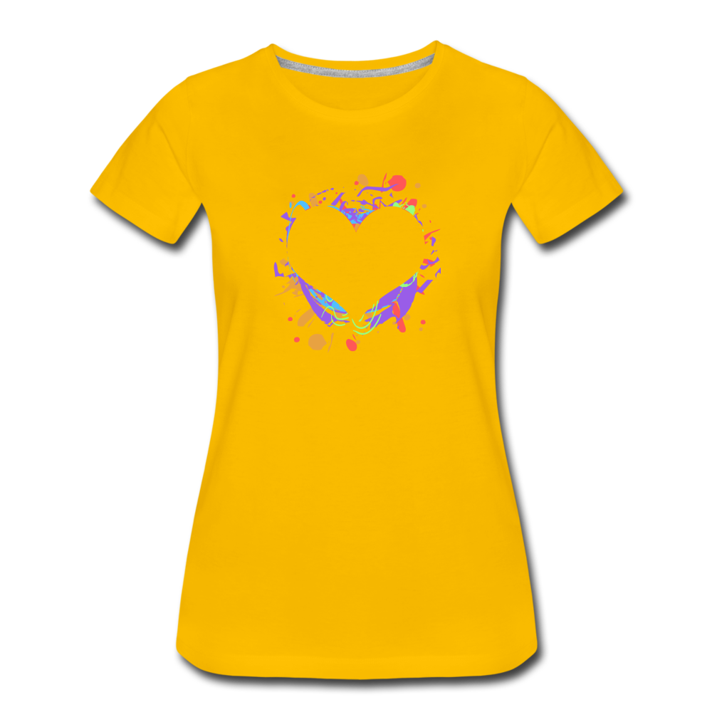 Heart Splatter Women’s Premium T-Shirt - sun yellow