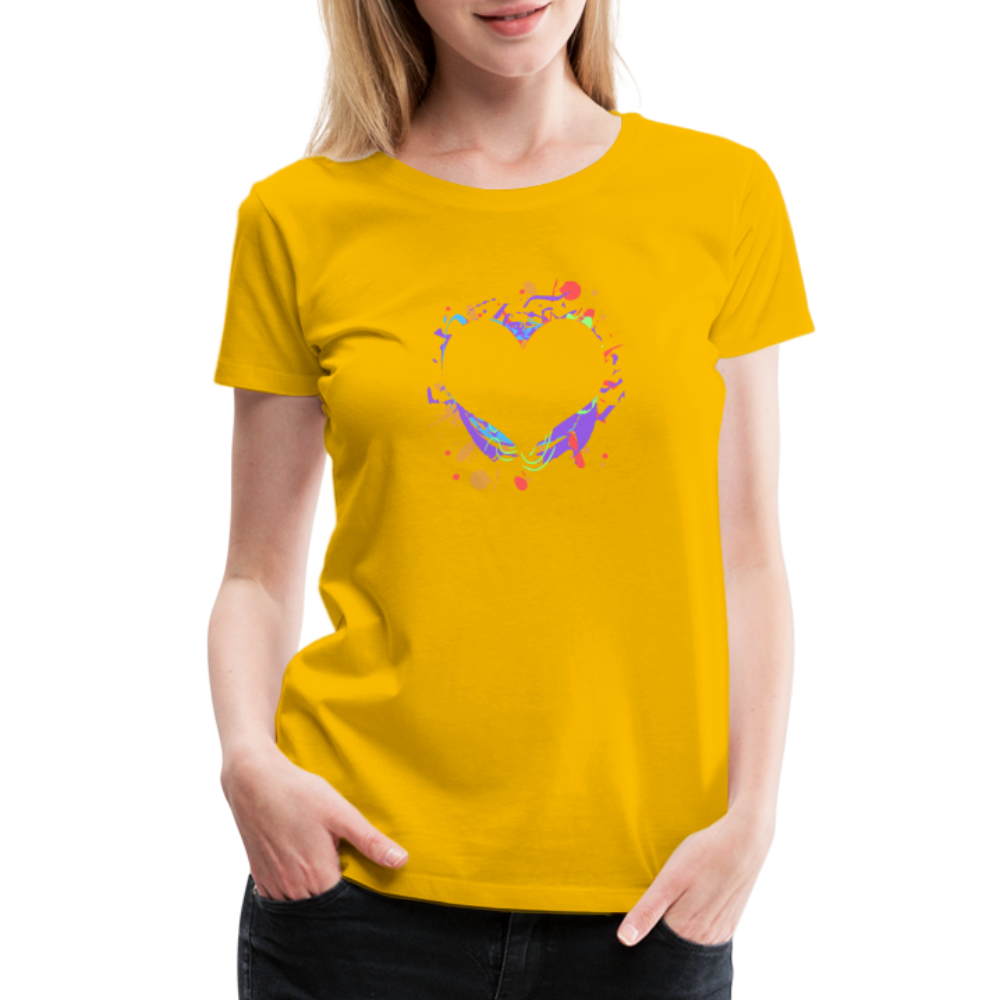 Heart Splatter Women’s Premium T-Shirt - sun yellow