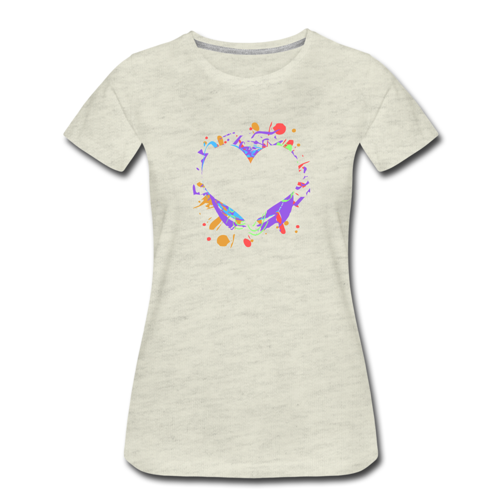 Heart Splatter Women’s Premium T-Shirt - heather oatmeal