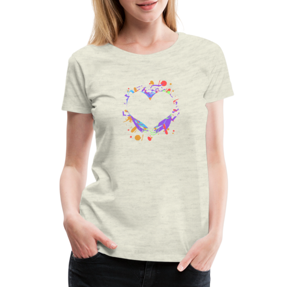 Heart Splatter Women’s Premium T-Shirt - heather oatmeal