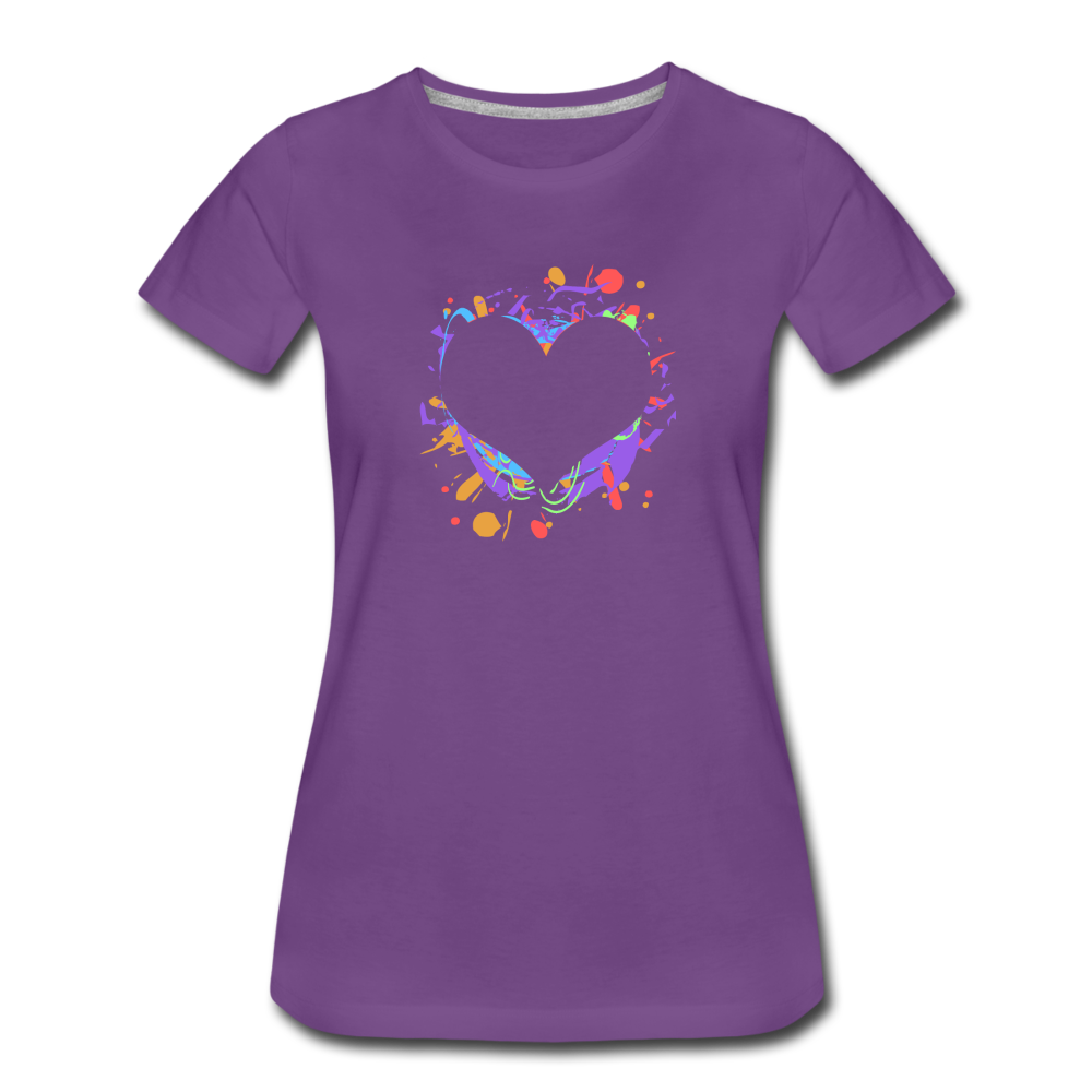 Heart Splatter Women’s Premium T-Shirt - purple