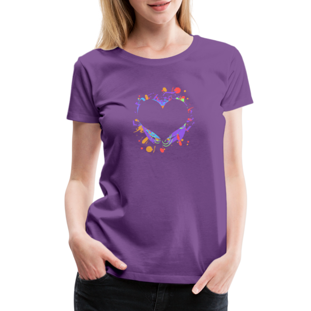 Heart Splatter Women’s Premium T-Shirt - purple