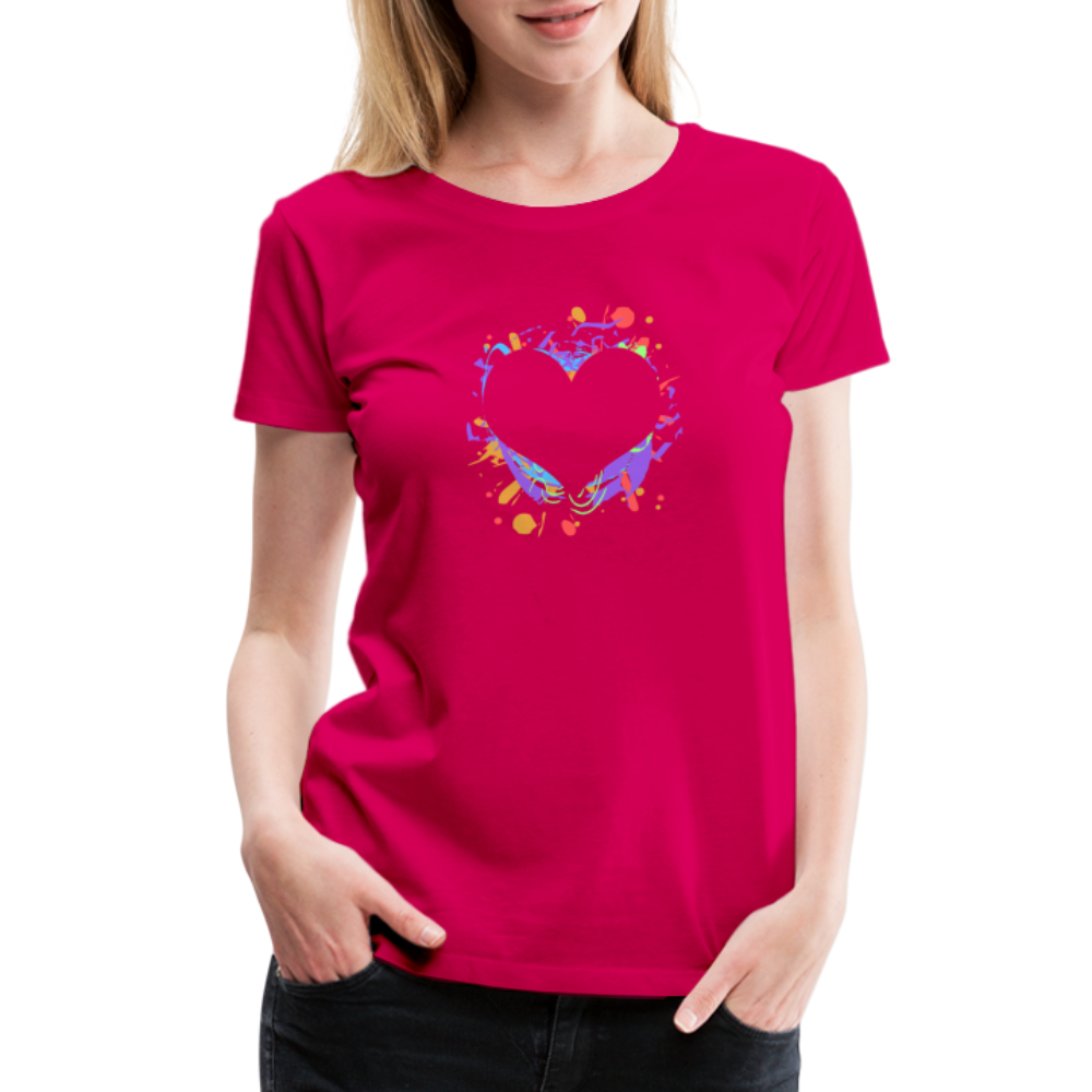 Heart Splatter Women’s Premium T-Shirt - dark pink