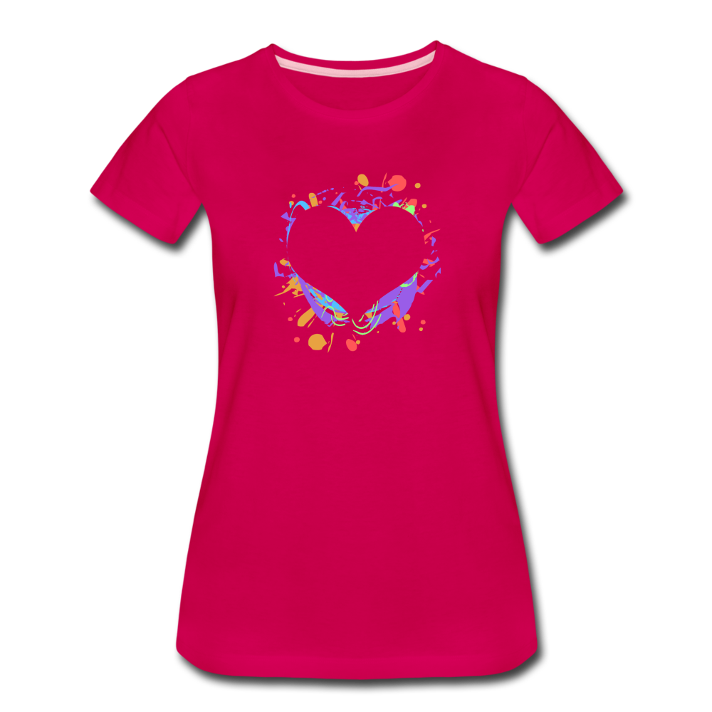 Heart Splatter Women’s Premium T-Shirt - dark pink