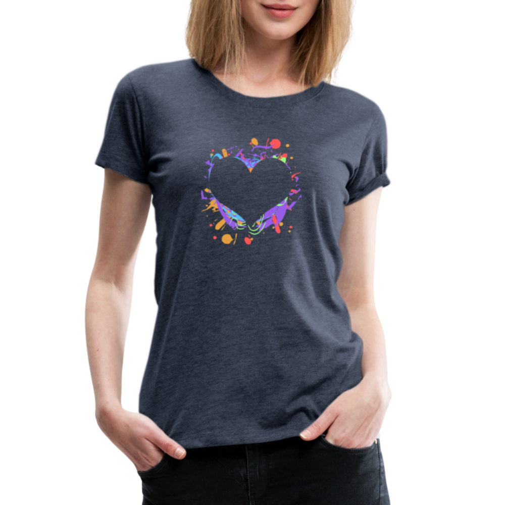 Heart Splatter Women’s Premium T-Shirt - heather blue