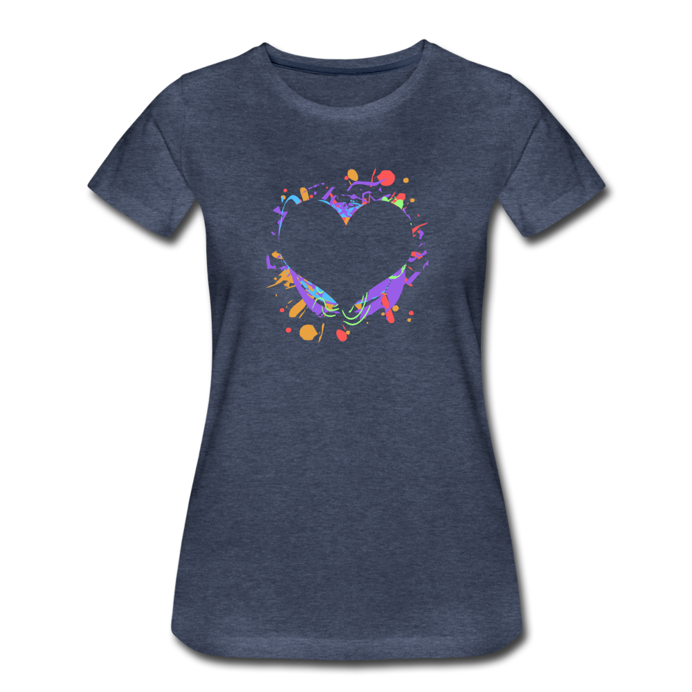 Heart Splatter Women’s Premium T-Shirt - heather blue