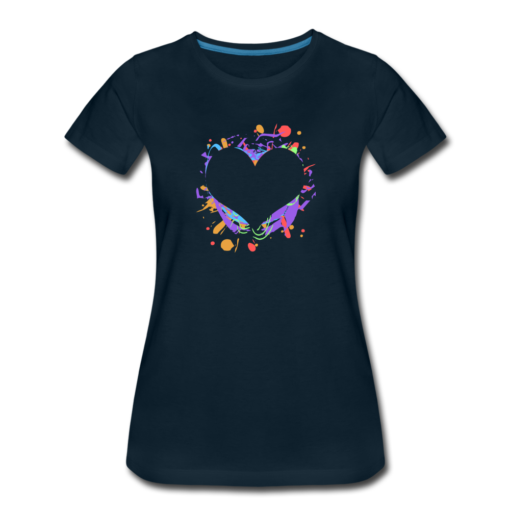 Heart Splatter Women’s Premium T-Shirt - deep navy