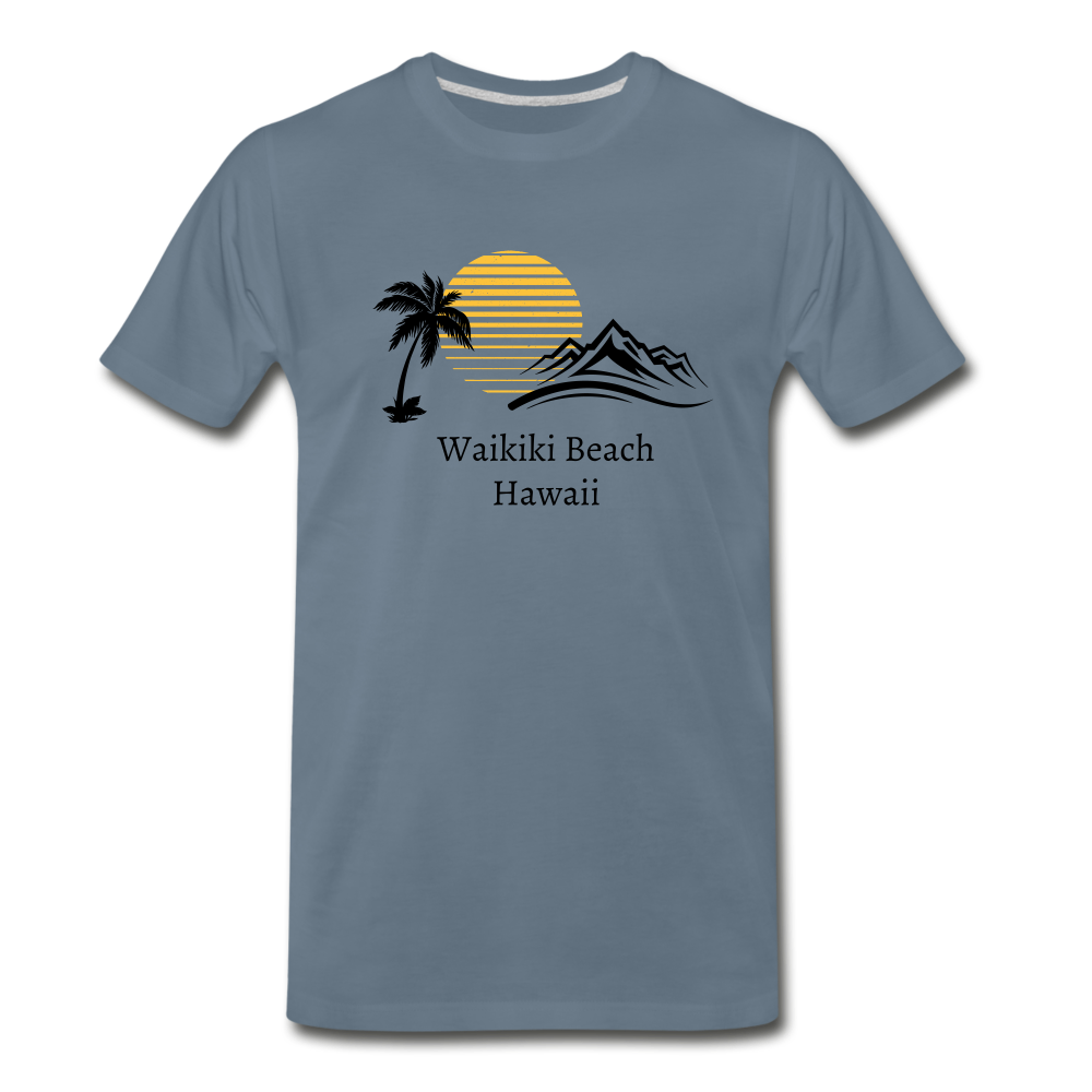 Waikiki Beach Men's Premium T-Shirt - steel blue