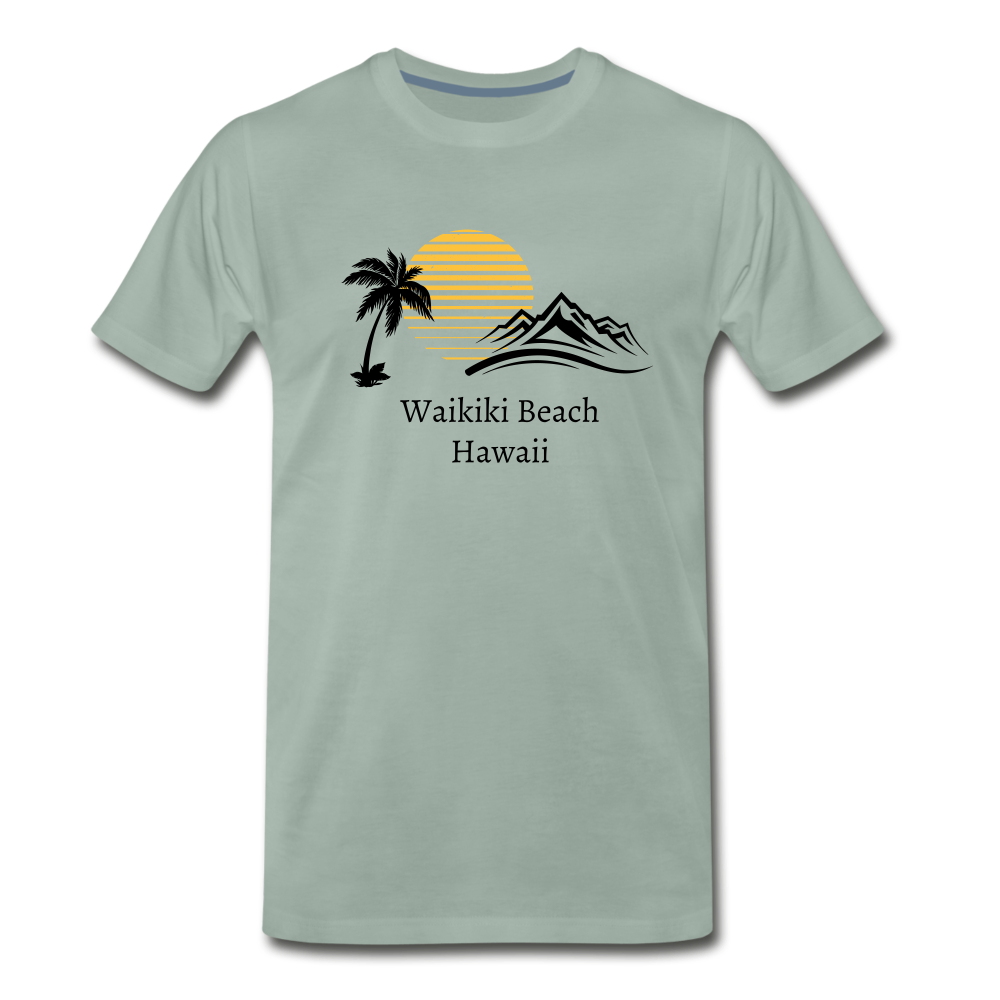 Waikiki Beach Men's Premium T-Shirt - steel green