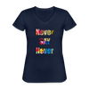 Never Say Never Women's V-Neck T-Shirt - navy