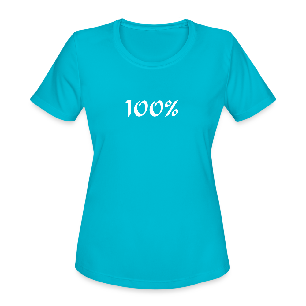 100 % Women's Moisture Wicking Performance T-Shirt - turquoise