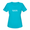 100 % Women's Moisture Wicking Performance T-Shirt - turquoise