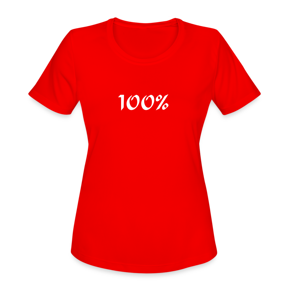 100 % Women's Moisture Wicking Performance T-Shirt - red